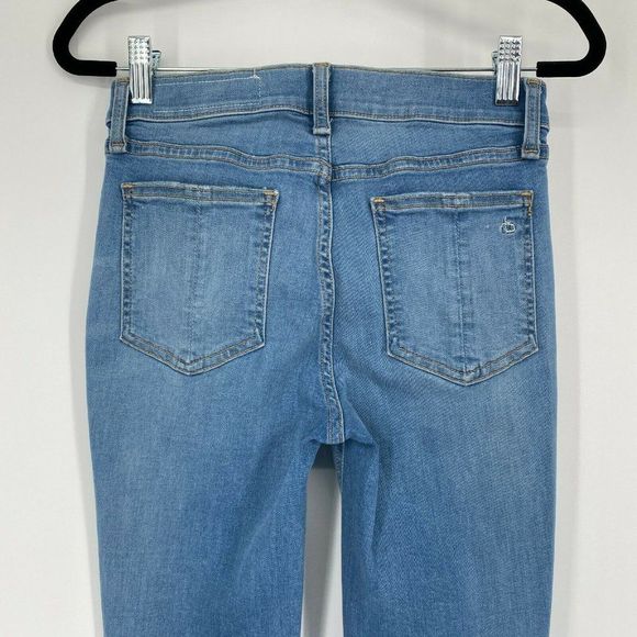 Rag & Bone Ankle Skinny Jeans Womens 26 Mid Rise Stretch Crop Raw Hem Denim Blue - Picture 7 of 12